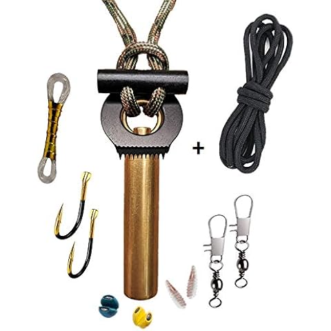 BSGB Fire Starter Paracord Necklace EDC Military Survival Gear Tinder Cord Fire Steel and Striker Kit Magnesium Ferro Rod Tool Fishing Tools for Emergency Outdoor Hiking Camping Hunting Cover