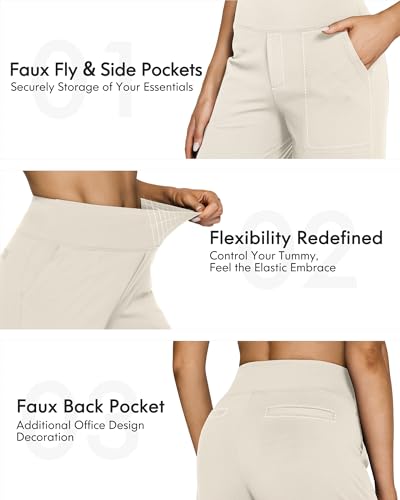 Image of G4Free EverGoing Yoga Pants Women Wide Leg Pants with Pockets High Waist Stretch Dress Casual Sweatpants Petite /Regular /Tall