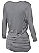 Made By Johnny MBJ WT1036 Womens V Neck 3/4 Sleeve Dolman Top with Side Shirring L Heather_Charcoal