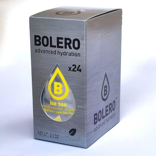 Bolero Drink - 24 bolsitas de 3 g de fruta preparada en polvo soluble para bebida fresca en agua, 72 gramos endulzado con stevia (Ice Tea Lemon)