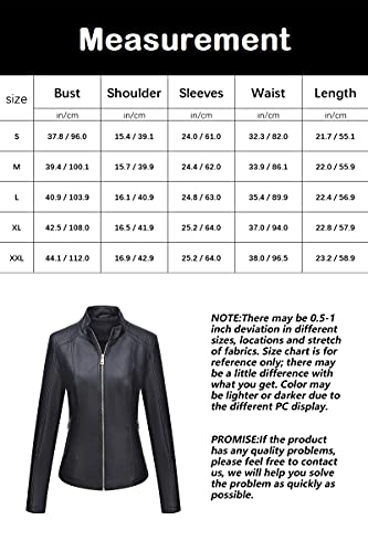 Giolshon Faux Leather Casual Short Jacket For Women,Moto Biker Coat For Spring Fall And Winter 37 Black M #TOP5