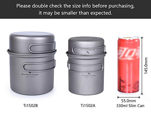 iBasingo Titanium Camping Cookset 750ml + 300ml Pot Pan Set with Folding Handle Lightweight Outdoor Cooking Mess Kit for Backpacking, Hiking & Travel Portable Compact Cookware Ti2037C - Image 7