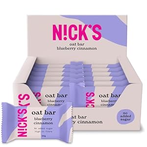 NICKS barres d&rsquo;avoine myrtille cannelle, snack flapjack, oat bars végétaliennes et riches en fibres sans sucre ajouté (12x35g)