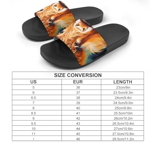 Highland Cow Oil Painting House Sandals Non-Slip Bathroom Slippers Beach Summer Shoes for Men Women2