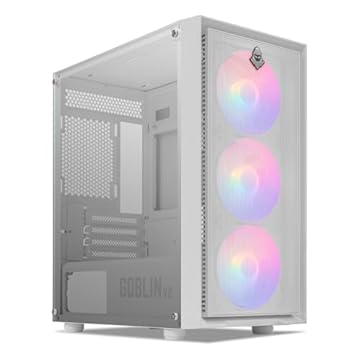 GABINETE GAMER MANCER GOBLIN V2, MID TOWER, LATERAL DE VIDRO, COM 3 FANS RAINBOW, BRANCO, MCR-GBNV2-WH