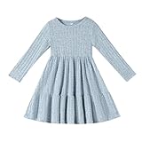 Kionio Toddler Baby Girl Long Sleeve Dress Girls Knit Sweater Dresses Tiered Kids Swing Holiday Clothes Fall Winter
