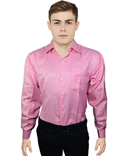 Image of PROLIFE Men's Regular Fit Formal Full Sleeves Shirt (Pink Small Check)