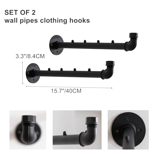 Homeyeeng 2-CL001 Industrial Wall Pipe Clothes Bar thumb #2