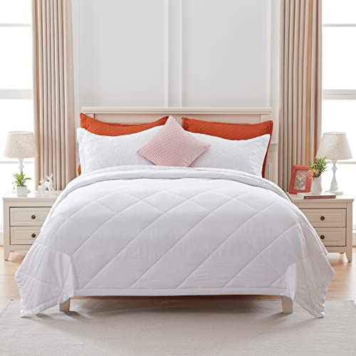 Sunstyle Home Down Alternative Blanket With Satin Trim, Bedding Quilt Lightweight Comforter Soft Thin Quilted Blanket For All Seasons (Queen, White) #TOP3