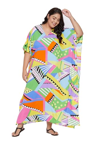 Image of Oussum Women Kaftan Plus Size Polyester Summer Lightweight Caftan Swimsuit Cover Ups Maxi African Mumu Lounge House Dress