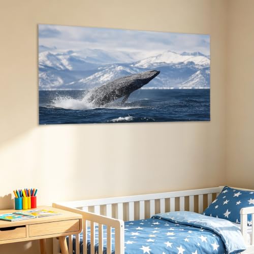 Lienzo de ballena moderno para decorar tu salón u oficina con elegancia marina 3