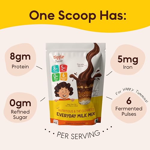 Image of Tiggle Junior Kids Protein Powder - 350g, Everyday Chocolate Milk Mix