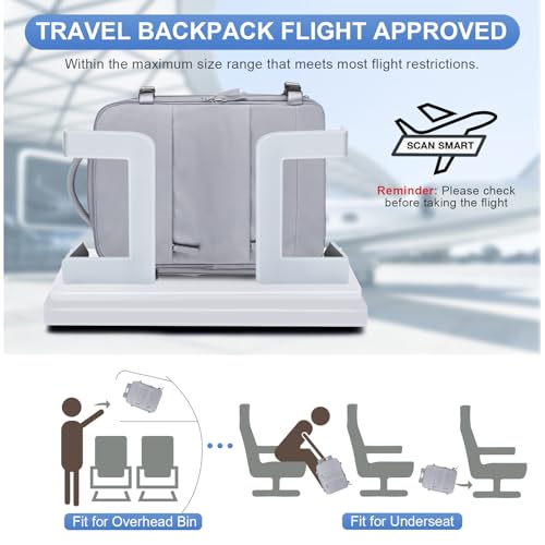 Image of Grey Travel Backpack - Carry On Flight Approved Mochila De Viaje Personal Item - Large Backpack for Men & Women - 18x14x8 Inches