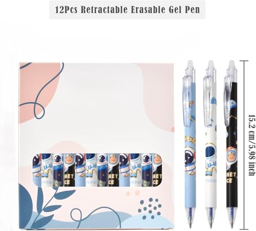 Image of 12Pcs Retractable Erasable Gel Pens, 0.5 mm Fine Point Smooth Writing Eraser Pen, Quick Drying Blue Ink for Office School Note Taking Birthday Return Gifts for Kids