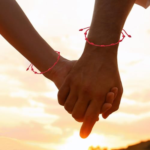10-Piece Adjustable String Bracelets - 7 Knots Style, Red Cord, Braided Bracelet Amulet for Protection, Good Luck, Friendship, Lovers3