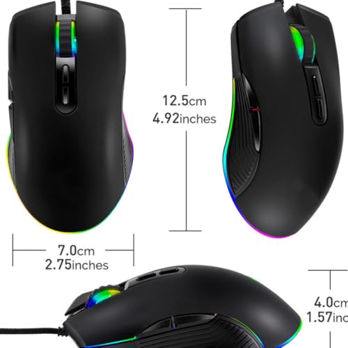 Ratón para juegos PC de material ABS mate con DPI ajustable 800-3200 y cable 2