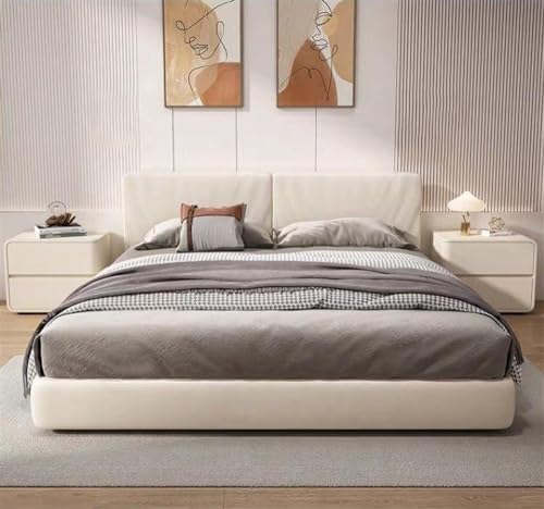 Cream Nightstand with 2 Drawers, Wooden Accent Table for Small Spaces, Off-White Bedside Table, Perfect for Bedroom or Living Room, 17.7IN/45CM-LEFT