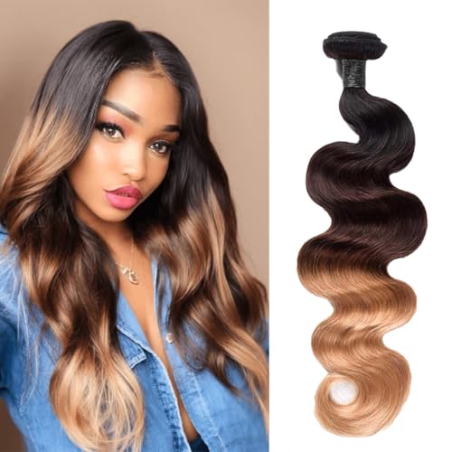Ombre Human Hair Bundles 3 Tone Color T1b/4/27...