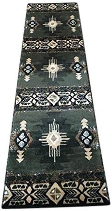 Concord Global Trading Southwest Native American Runner Area Rug Sage Green Design C318 (2 Feet X 7 Feet)