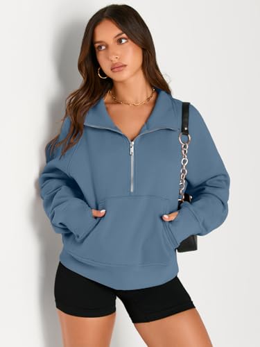 Image of AUTOMET Womens Sweatshirts Half Zip Cropped Pullover Fleece Quarter Zipper Hoodies 2026 Fall Fashion Outfits Clothes