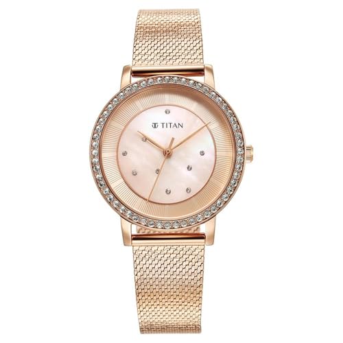 Wishlist 8 Titan Purple Style Up Quartz Analog Pink Dial Stainless Steel Str...