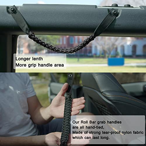 Yanwen Grab Handles For Ford Bronco 2021-2022 2/4 Door, Roll Bar Paracord Grip Handles, For Ford Bronco Interior Accessories(Black 4Pcs) #TOP3