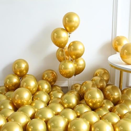 Złoty metaliczny balon urodzinowy, 60 sztuk złotych balonów nadmuchiwanych, balon helowy, 12 cali premium naturalny lateks, balony na urodziny, wesele, zaręczyny, emeryturę, dekoracje