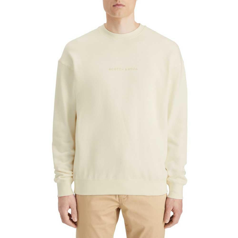 Scotch & Soda Men's Core-Logo Front Chest Sweatshirt, White, XXL