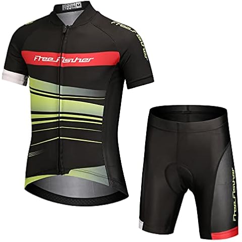 Amur Leopard Kids Unisex Cycling Clothing Cycle Jersey Short Sleeve Tops & Padded Cycling Shorts Boys Girls Cycling Suit,Light and Shadow,2XL,12-13T Cover