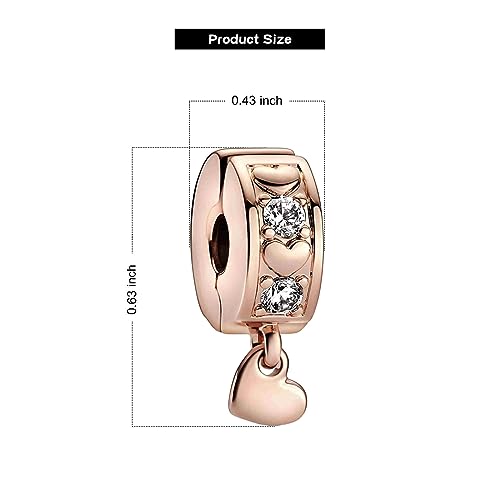 Valgacls Infinite Hearts Clip Charms Rose Gold Charms 925 Sterling Silver Charms For Bracelets Necklace thumb #6