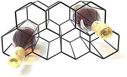 Soporte geométrico metálico cepillado para vino miniatura 3