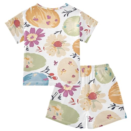 Summer Pajama Set Eastereggs Floral Pattern, Short Sleeve Sleepwear Nightwear2