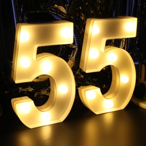H: 8.26 Inches Light Up Numbers 55 Centerpieces Table Sign Happy 55th Birthday Decorations for Women 55th Party Decor for Men 55 Year Old Birthday Supplies