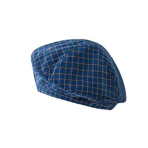 Beret Hat Chic Parisian Style Womens Adjustable Plaid Beanie Hat Lightweight Cotton Cap for Summer Blue