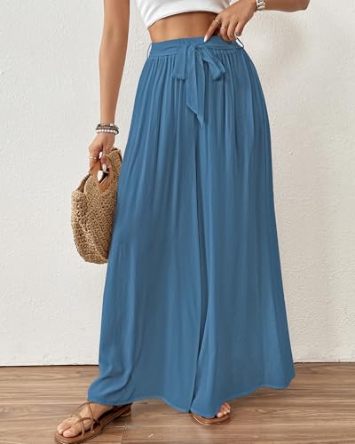 Image of Bsubseach Women Wide Leg Pants Floral Flowy Palazzo Pants
