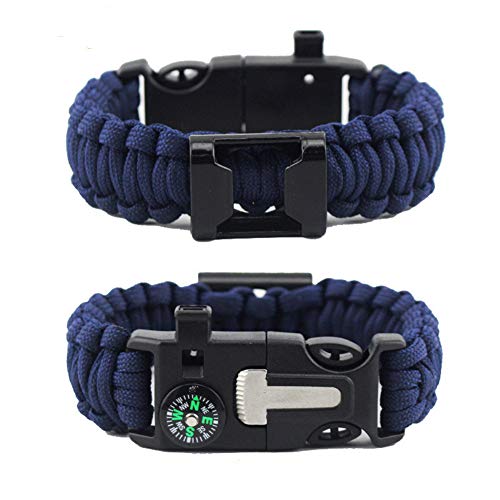 LF Outdoor Rope Paracord Survival Bracelet 6 in 1 Compass Whistle Fire Starters