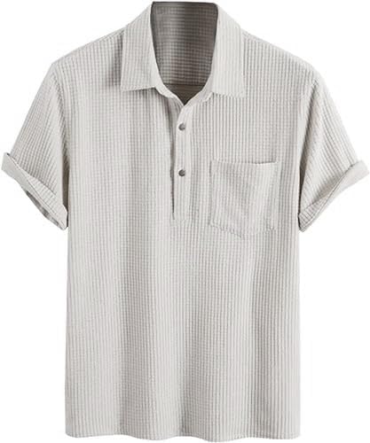 Image of ColorChakra Mens Waffle Knit Polo Tshirt Collar Knitted Shirt for Men M to 3XL