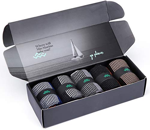 Marino Mens Patterned Dress Socks, Colorful Fun Socks, Fashion Cotton Socks - 5 Pack - Conventional Design Dress Socks2