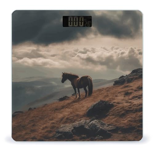 Báscula digital para baño con diseño de caballo y pantalla LCD brillante miniatura 1