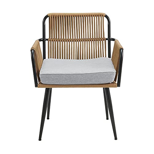 Alburgh All-Weather Outdoor Rope Armchairs With Light Gray Cushion For Modern Patio Furniture, Set Of Two - 24"W X 24"D X 32"H With 18"H Seat, Weather-Resistant & Weatherproof For Indoor/Outdoor #TOP2
