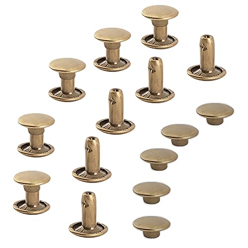 300 Sets Silver Stainless Steel Leather Rivets Double Cap Rivet Tubular Metal Studs Repairs Decoration Craft Accessories for Leather Craft Clothes Shoes Bags Belts (Bronze