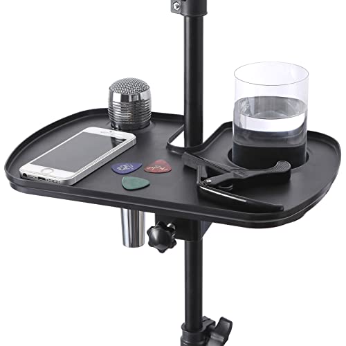 Auhafaly Microphone Stand Tray Stage Concert Performance Vocal Guitar Accessory with Drink Holder and Microphone Holder