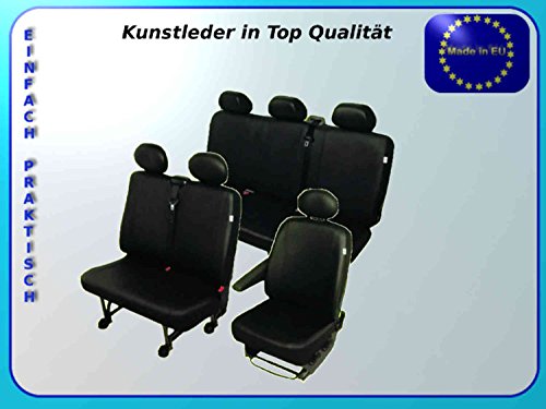 Walser Kunstleder Sitzbezüge Sitzschoner 6 Sitzer Transpoter Robuste Ecoleder Fahrersitzbezug Beifahrerdoppelbank Dreierbank