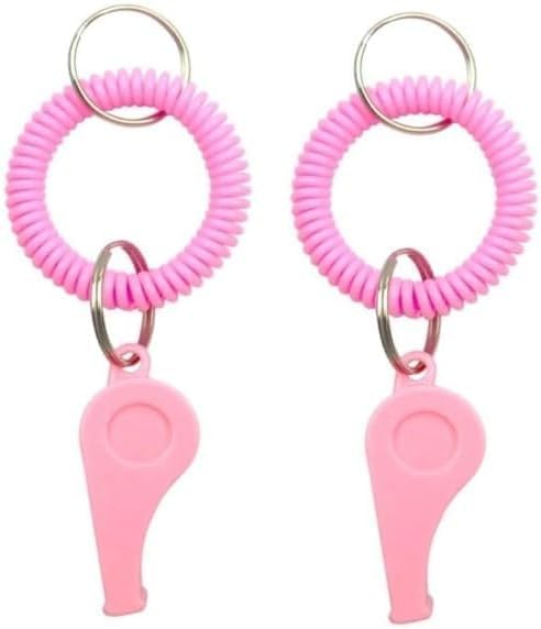 2 piezas silbatos deportivos rosados con correa ajustable miniatura 1