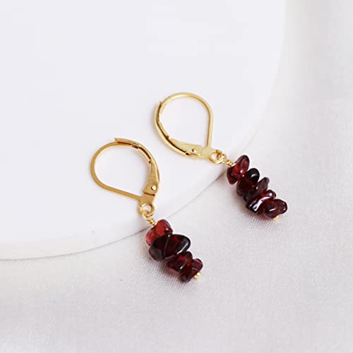 Gempires Red Garnet Crystal Dangle Earrings January Birthstone Gemstone Jewelry Hypoallergenic Gold Plated Lightweight Leverback Earrings For Women4