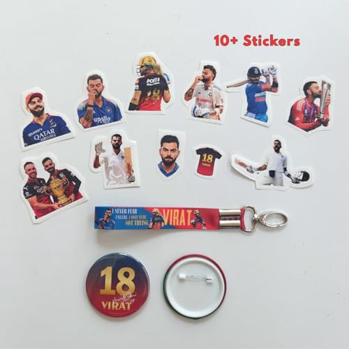 Image of TenorArts Gift Box Merchandise - 5x7 Inches Laminated Photo Frame,1 Keychain, 1 Badge, 4 4x6 inches Posters, Shapecut Stickers - 5 items in 1 Box | Perfect for Gifting Cricket Fans