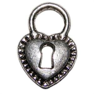 Tanday Heart w/ key hole 3/4" x 1/2" (8726) 12 pieces Antique Metal Silver Charms for Necklace, Bracelet, or Craft Project .