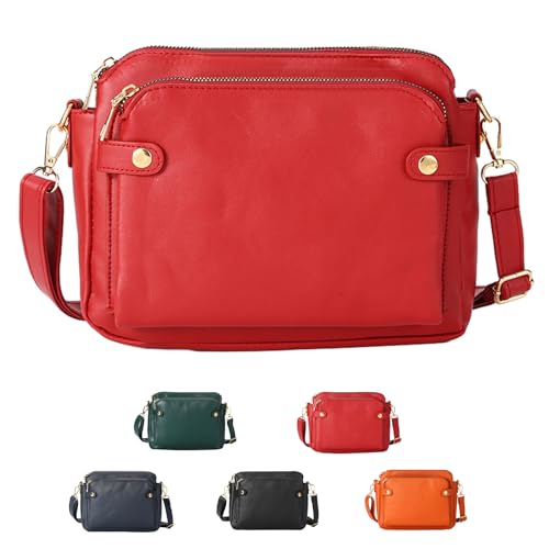 Gpmsign Crossbody Leather Bags For Women, Three Layer Leather Crossbody Shoulder clutches, Adjustable Handbags purses