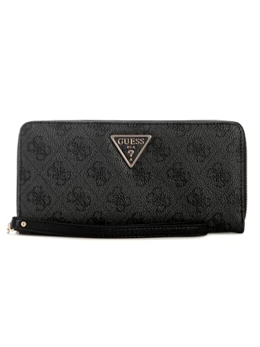 GUESS Women's Laurel II SLG Large Zip Around, Coal Logo, One Size