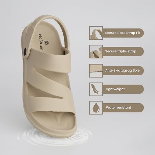 Image of NoStrain Men's Waterproof Sandals with Back Strap | Casual Floater Sandals for Man | Soft, Lightweight Slip On Slippers for Men | Comfortable Daily Wear